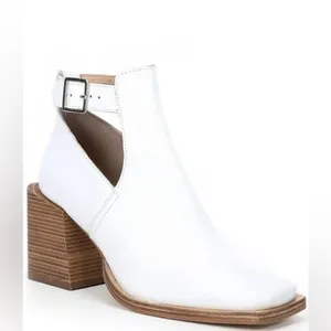 NWT Free People Shoes Brady Buckle leather white Bootie Cut Out ankle boots thumbnail 3