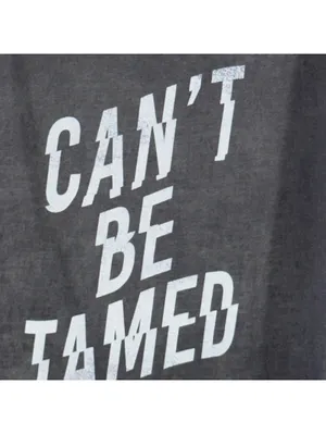 Aerie Women’s M Charcoal Gray “Can’t Be Tamed” Distressed Graphic T-Shirt thumbnail 4