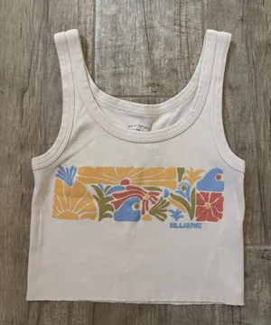 Billabong Cream Crop Tank with Graphic thumbnail 1