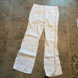 Nordstrom Signature Women's Size 14 Drawstring Waist Pants White Linen Blend thumbnail 10