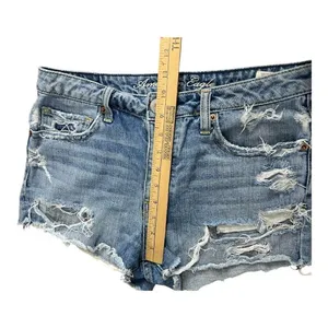 American Eagle Denim Shorts Women Size 8 Blue Distressed Button Fly Y2K Cutoff thumbnail 10