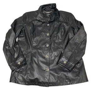 Dennis by Dennis Brasso Black Faux Leather Women's‎ Jacket Large Diamond thumbnail 4