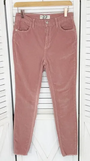 We The Free Free People Raw Hem Corduroy Ankle Skinny Pants‎ Dusty Rose Pink 27 thumbnail 1