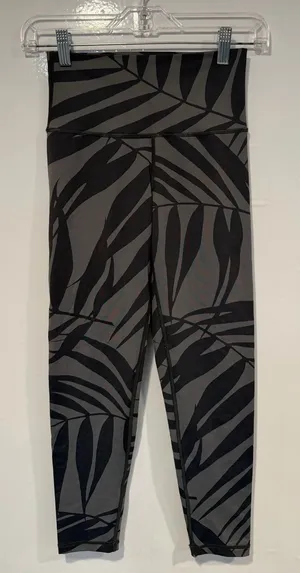 aerie Black & Charcoal‎ Striped Palm leaves Active Leggings thumbnail 1