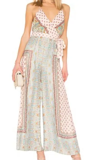 Free People Britt Printed Playsuit Jumpsuit Romper Silky Wide Leg Size 2 thumbnail 1