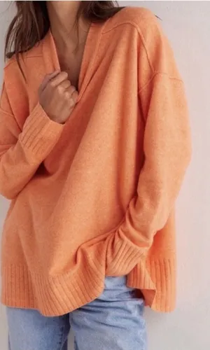 Free People Phoebe Pullover Sweater in Orange Size Small thumbnail 1