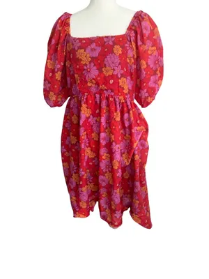 BALTIC BORN Red Floral Smocked Sundress Size XL thumbnail 4