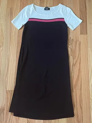 Studio G Shirt Midi Dress Womens Small Black White Colorblock Casual Travel thumbnail 1