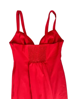 BHLDN Anthropologie Women’s Sage Sweetheart Stretch Crepe Red Midi Dress Sz M thumbnail 8