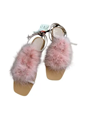 ZARA Pink Feather Sandals Size 38 / 7.5 NEW NWT thumbnail 6