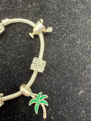 Silver-Tone Charm Bracelet with Beach and Travel Themed Charms thumbnail 4