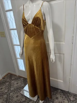 Bardot Capri Marigold Velvet Slip Dress Spaghetti Straps Women's Dress Sz S A3 thumbnail 6