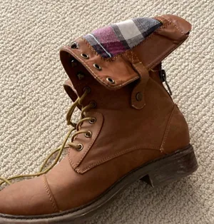 Cathy Jean Vegan Leather Brown Convertible Lace-Up Combat Boots Size 8 GUC thumbnail 6