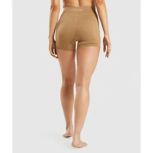 Gymshark Large Seamless Boxers Shorts Underwear Back‎ Band Logo Beige High Rise thumbnail 2