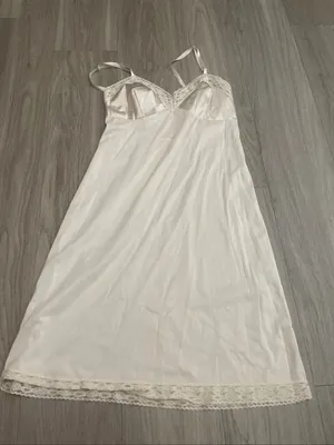 Women's Cream Lace-Trim Slip Dress thumbnail 1
