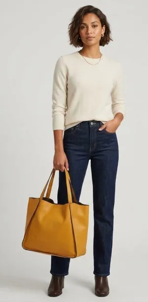 Chic Mustard Yellow Faux Leather Tote Bag | Large Shoulder Bag | Minimalist thumbnail 1
