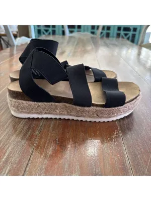 CUSHIONAIRE Mandy Black Elastic Espadrille Platform Sandals - Women’s Size 7 thumbnail 3