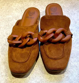BEAST FASHION Chestnut Loafers with Chain Detail thumbnail 1