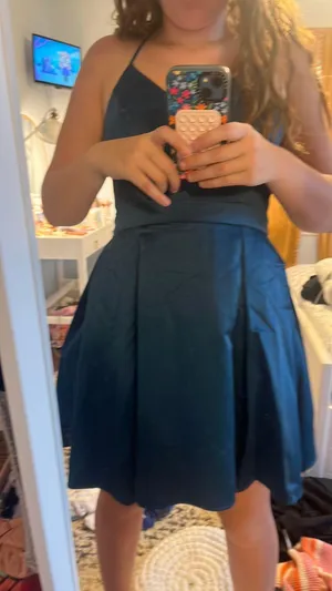 Lulus Teal V-neck Mini Dress thumbnail 1