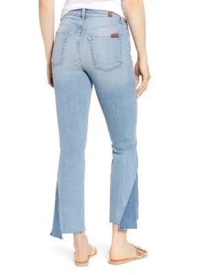 7 For All Mankind Light Blue Split-Hem Flare Jeans thumbnail 7
