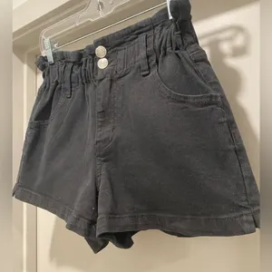 Target Black Stretchy Denim Elastic Waistband Paper Bag Shorts - XS thumbnail 2