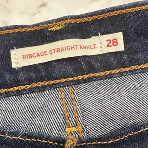 Levis‎ Ribcage Straight Ankle Jeans Dark Wash Distressed Button Fly W28 L27 90s thumbnail 3