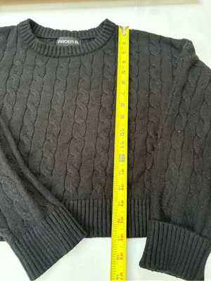 Arden B Black Cable-Knit Crewneck Cropped Coquettegirl Sweater Size L thumbnail 5