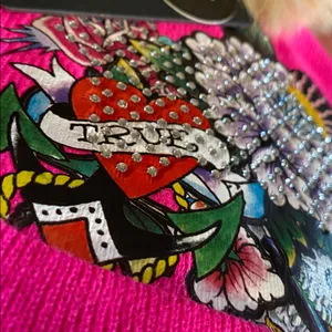 🆕 Ed Hardy Beanie Y2k cuff Cap Hat Brand New Hot Pink thumbnail 2