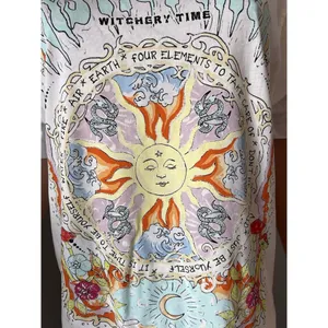 Bershka white multicolor Oversized shirt size Small "witchery time" mystic power thumbnail 3
