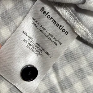 Reformation Gingham Sleeveless Button Down Top Black White Check Large thumbnail 5