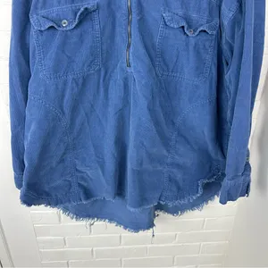 Offline by Aerie Blue Corduroy Quarter Zip Pullover Shacket Size XL thumbnail 5