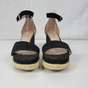 BCBGeneration Addie Women Sandals Size 7.5 Black Ankle Strap Espadrille Platform thumbnail 10