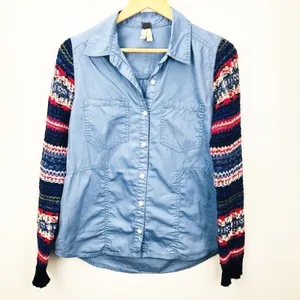 We the Free Fair‎ Isle Chambray Top Small A0002 thumbnail 3