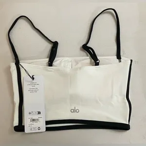 Alo Yoga NWT Airbrush Streamline Bra Tank Top Ivory Black Size S thumbnail 7