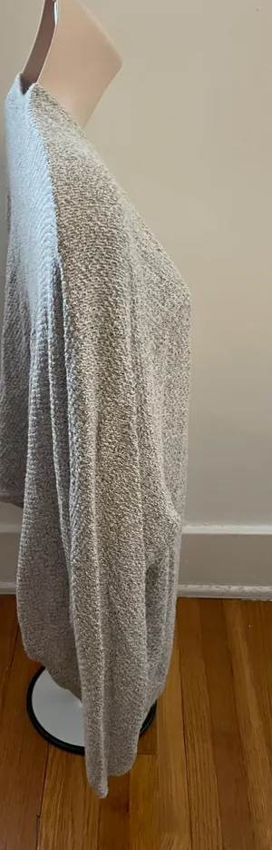 Gray Open Front Cotton Blend Speckled Cardigan Sweater, one size thumbnail 13