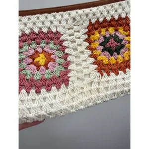 Earthbound Trading Crochet Granny Square Crossbody Bag Cream Boho Festival Purse thumbnail 8