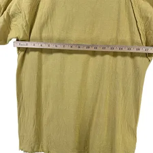 ShopTheMint Women M Yellow Boho Smocked Short Sleeve‎ Linen Blouse Fall Layering thumbnail 8