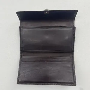 Vtg Lauren Ralph Lauren Wallet Croc Embossed Brown‎ Leather Checkbook Pocketbook thumbnail 8