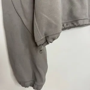 Lululemon Brushed Softstreme Ribbed Half Zip Sweatshirt Riverstone Beige Size 12 thumbnail 2