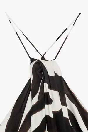 Zara animal print Zebra Print Halter Dress midi maxi evening party cocktail thumbnail 9