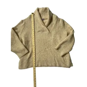 Zara Pullover Sweater Tan Size M Shawl Collar V Neck Winter Casual Work thumbnail 4