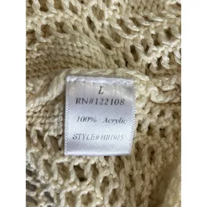 M LAK Cream Open Crochet Tank Top Size Large Relaxed Pockets Soft Boho thumbnail 6
