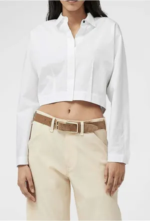 Rag & Bone Morgan Shirt Womens Medium White Cropped Boxy Button Front Top Blouse thumbnail 1