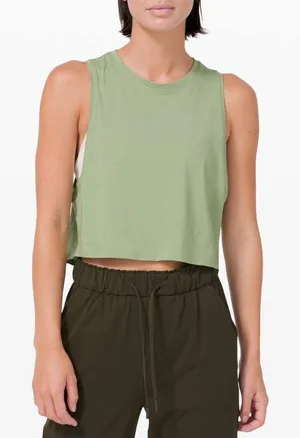 Lululemon Cut Back Crop Tank Vista Green Size Small thumbnail 1