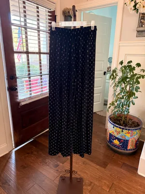 Elegant NWOT High Waisted Black Accordion Pleated Wide-Leg Pants with Drawstring thumbnail 2