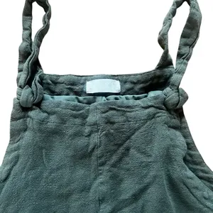 Altar’d State Green Linen Blend Tie-Shoulder Shorts Romper | Large thumbnail 3