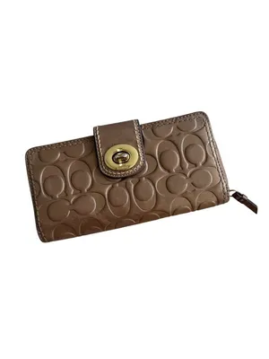 COACH Bronze Leather Kisslock Clutch Zip Wallet thumbnail 10