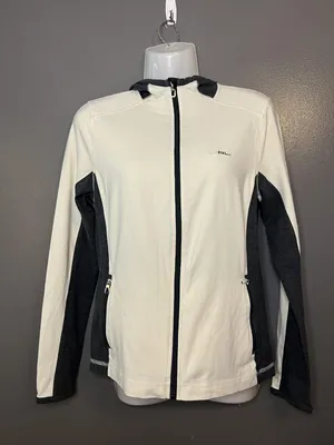 Lauren Ralph Lauren Jacket Womens Small White Gray Hooded Full Zip Activewear thumbnail 1