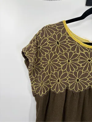 Free People Floral Embroidered Crochet Top Boho Cottagecore Babydoll Tee large thumbnail 3