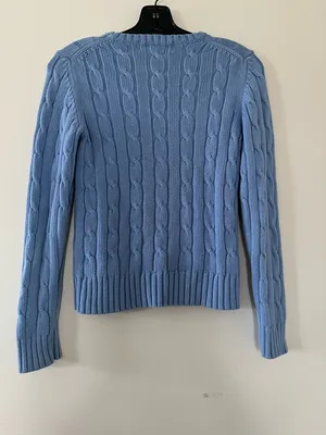 Vineyard Vines Blue Cable Knit Sweater Small Preppy Old Money Quiet Luxury thumbnail 4